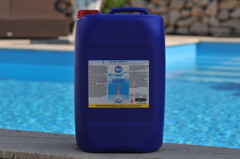 Clor lichid piscine, dezinfectant Geho 25 litri
